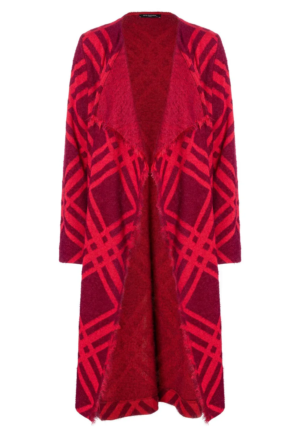Ana Alcazar Atony cardigan lungo quadri rossi tasche