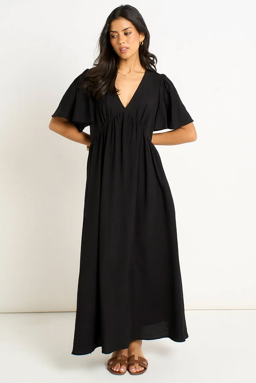 Gini London V Neck Angel abito maxi nero skater