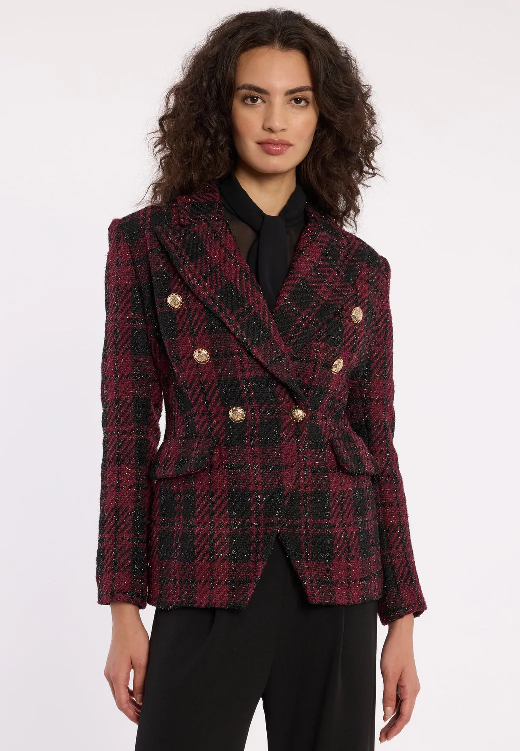 Ana Alcazar Abara blazer boucle nero bordeaux