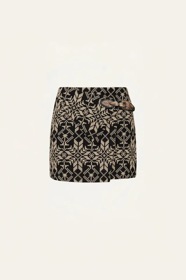 Johanna Ortiz Tapestry Of Love gonna mini nera ricamata