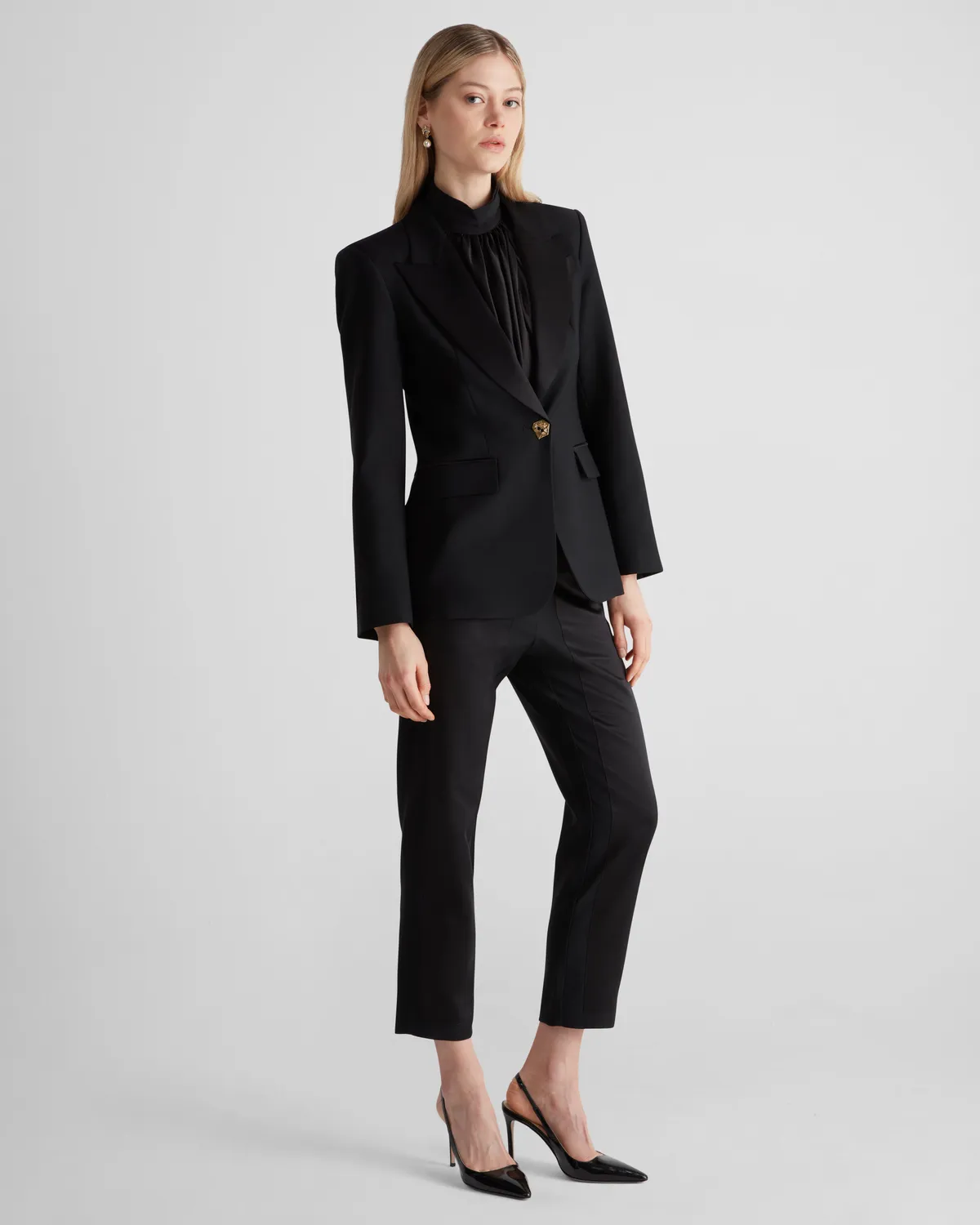 Violante Nessi Uccellini blazer nero lana e seta