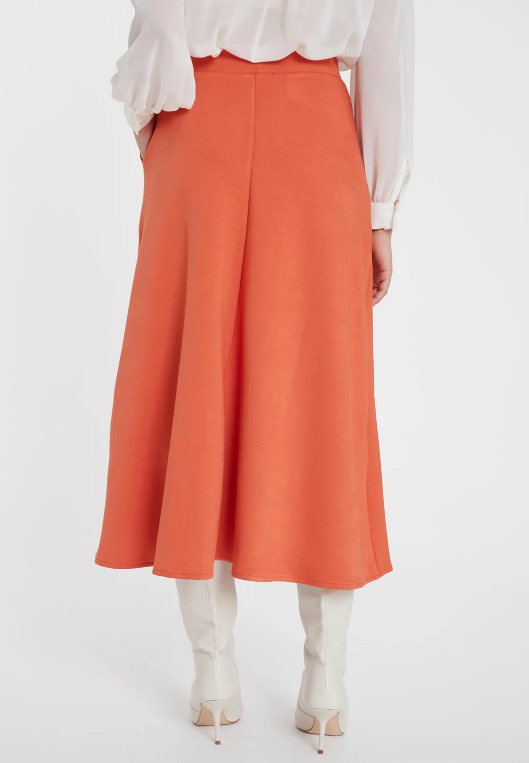 Ana Alcazar Sekiny gonna midi arancione jersey