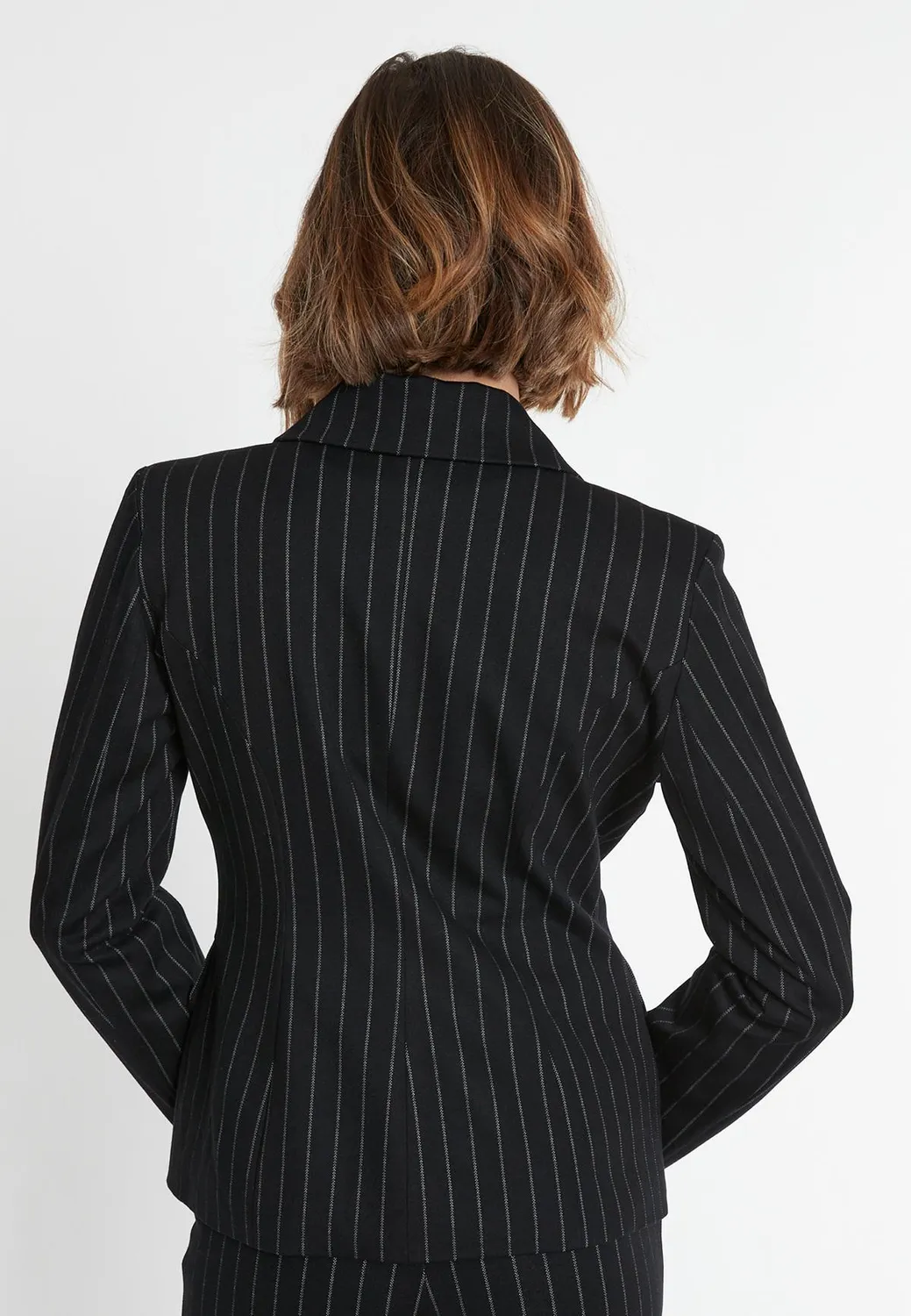 Ana Alcazar Somba blazer gessato sagomato nero