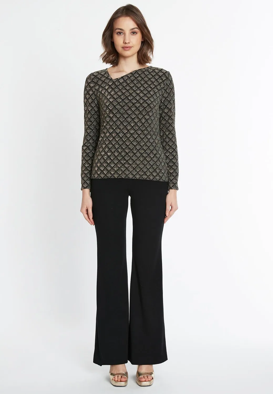 Ana Alcazar Sakony top lurex nero oro