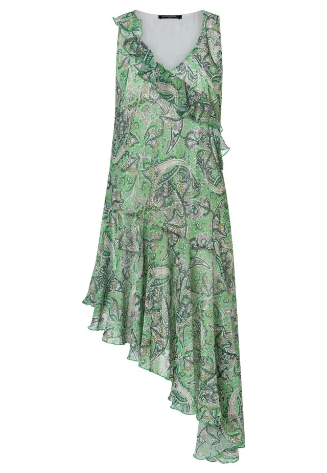Ana Alcazar Zesara abito chiffon verde balze