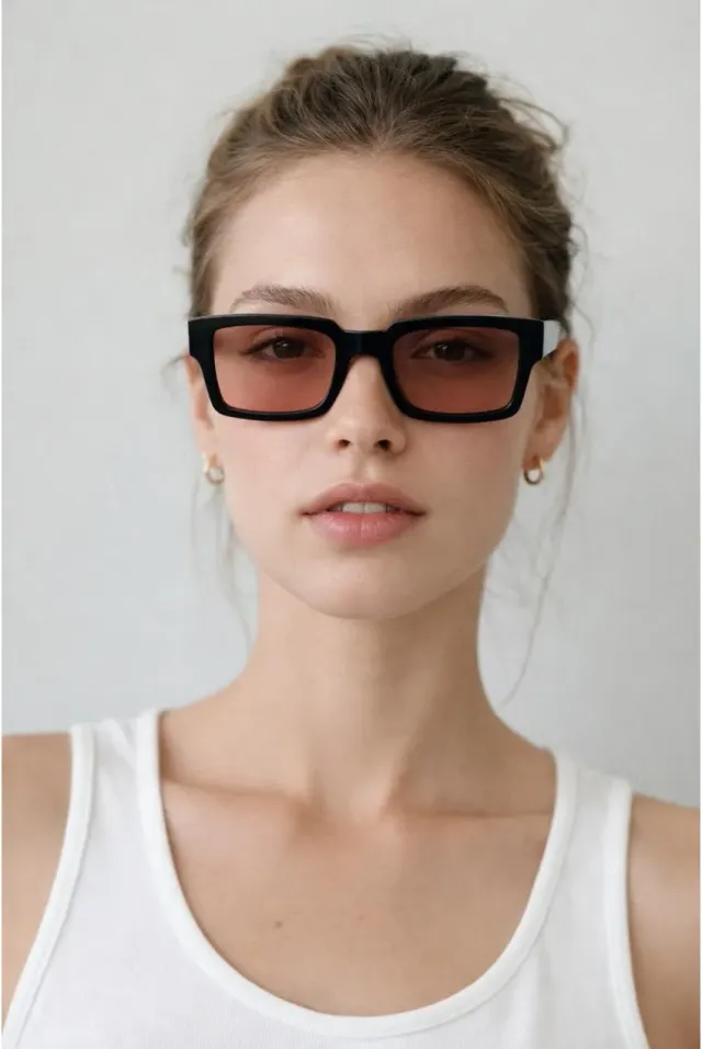 SVNX Occhiali Sole Oversize Neri Quadrati Lenti Arancio