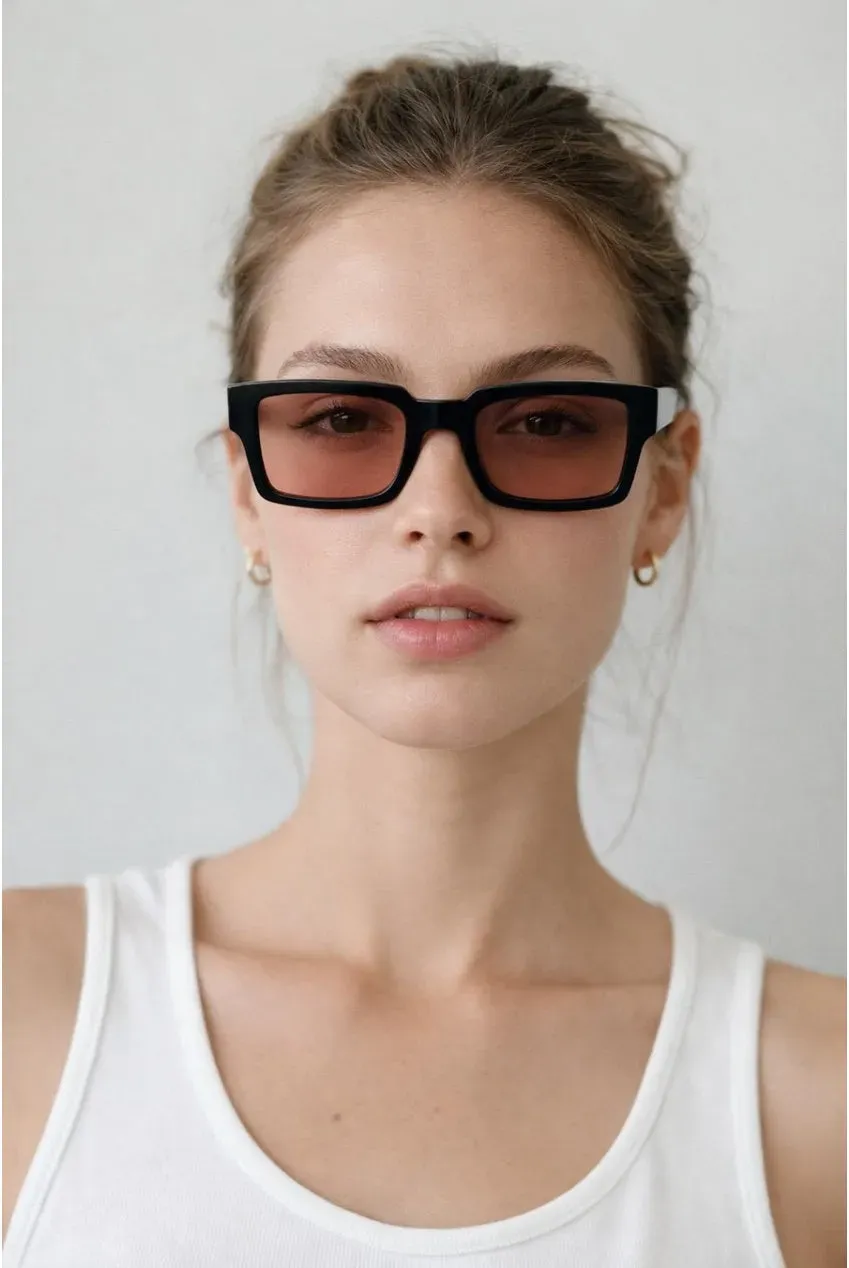 SVNX Occhiali Sole Oversize Neri Quadrati Lenti Arancio