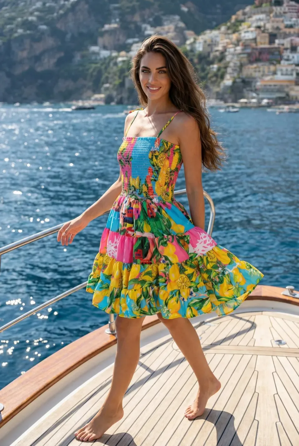 Antica Sartoria Positano FC012 abito corto rosa bretelle