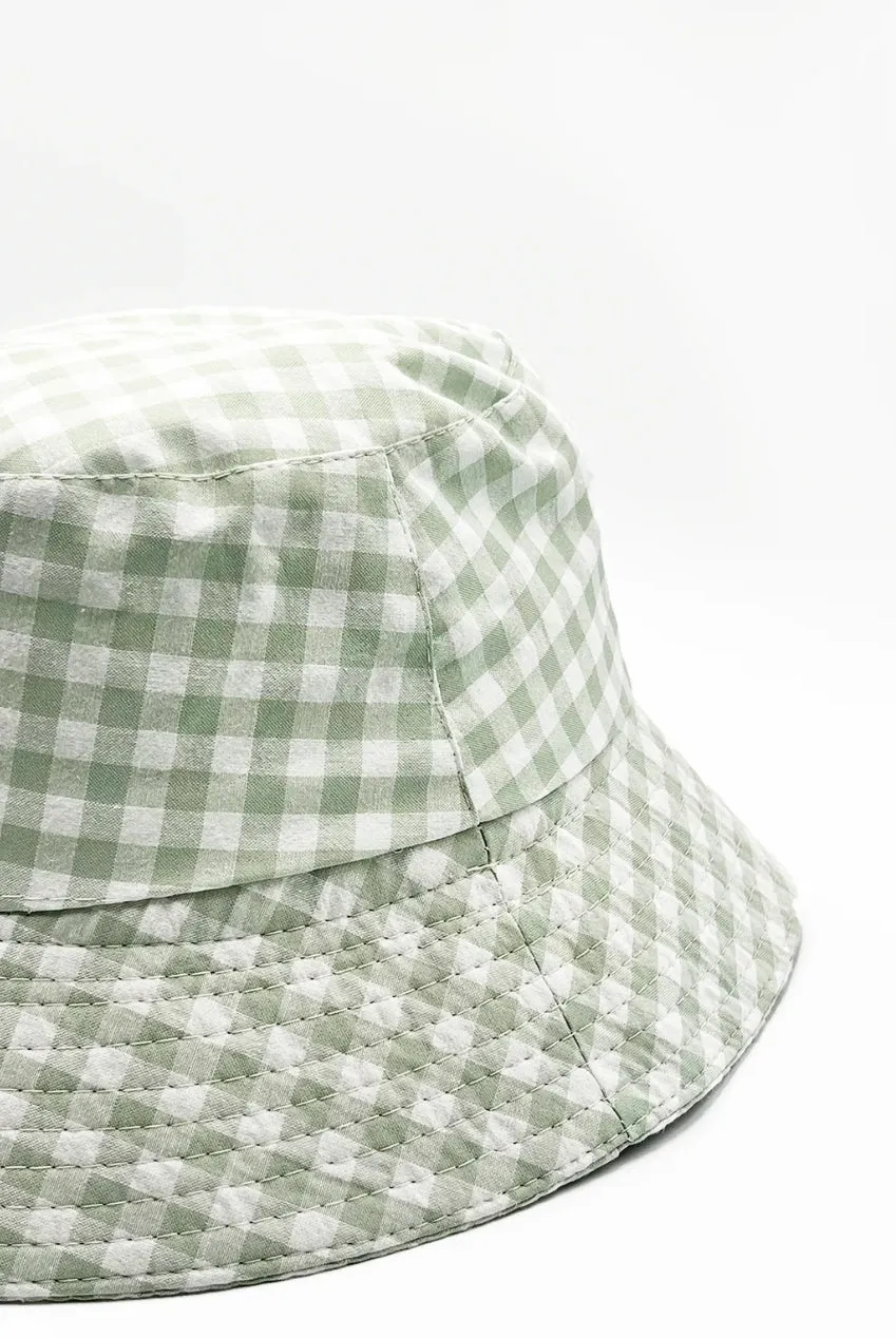SVNX Rylee Gingham cappello bucket verde bianco 56