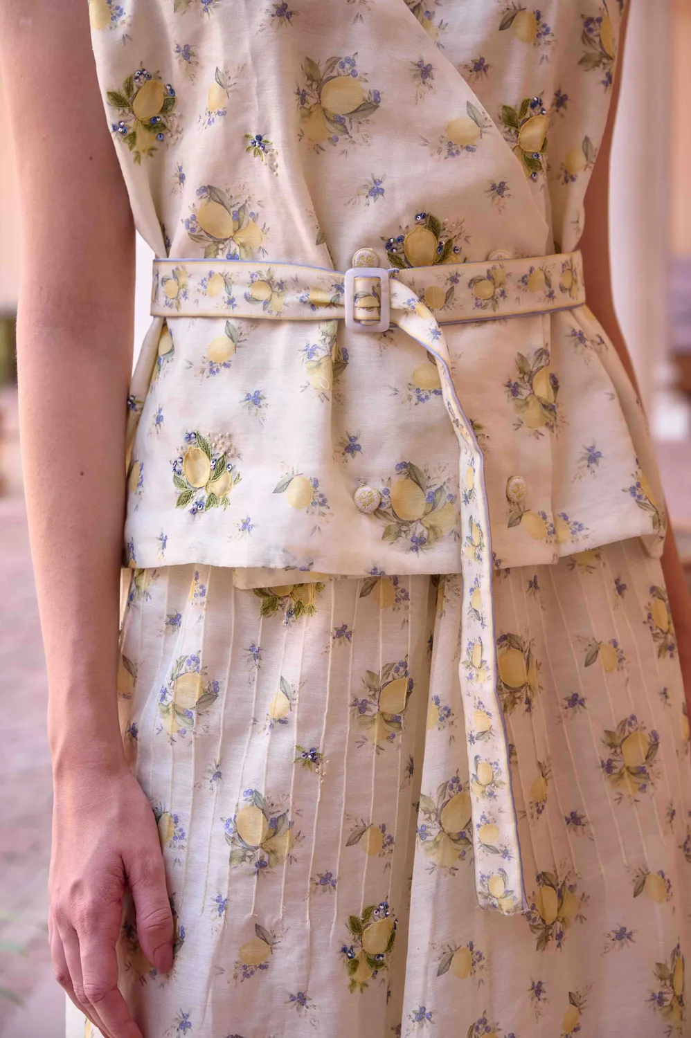 Our Dve Jim completo chanderi giallo limone top gonna