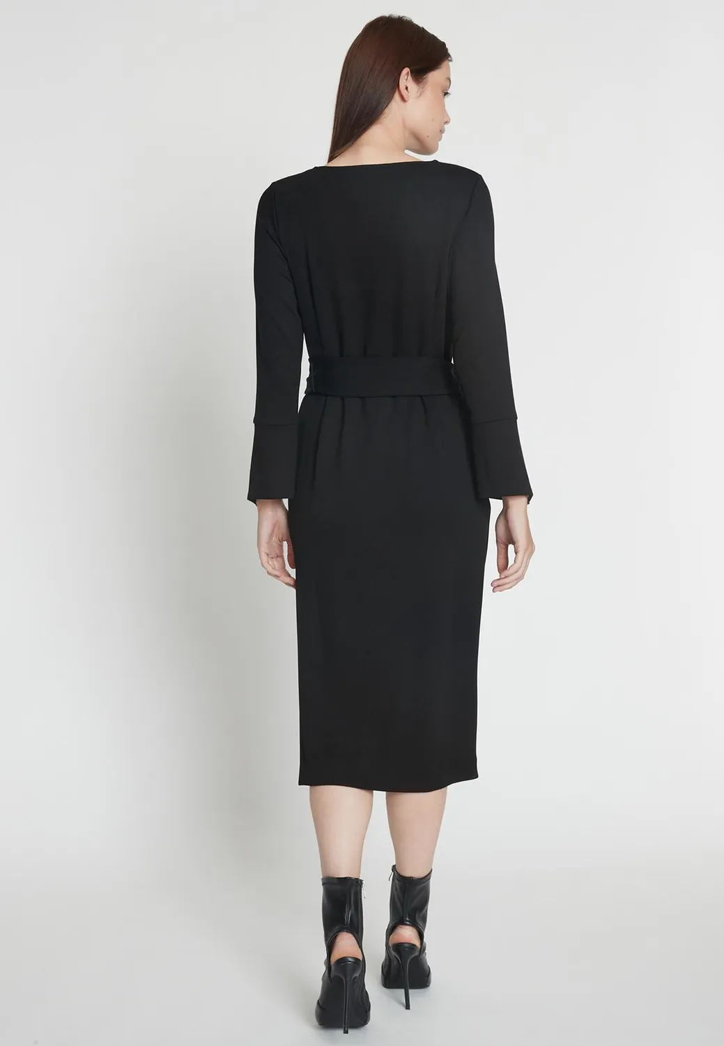 Ana Alcazar Mehea abito tubino nero jersey ufficio