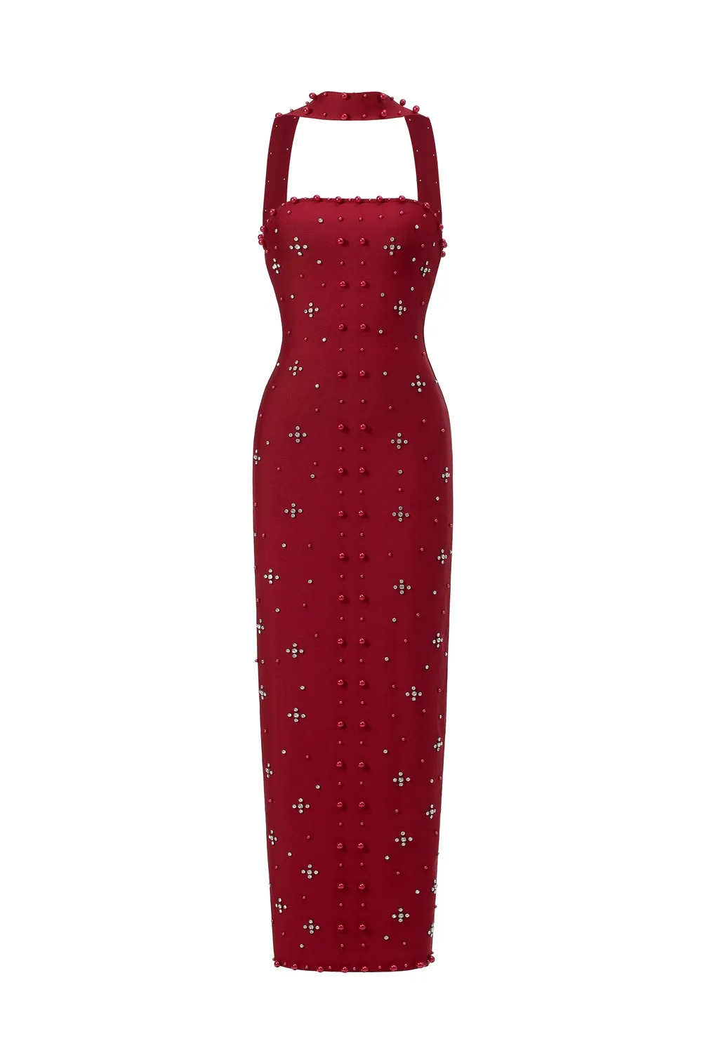 Bella Barnett Nesya abito maxi vino bandage