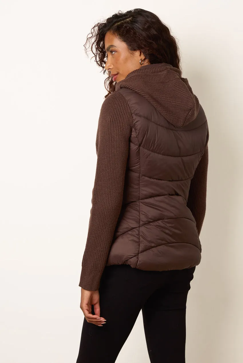 Blue Vanilla giacca puffer cioccolato L maniche knit
