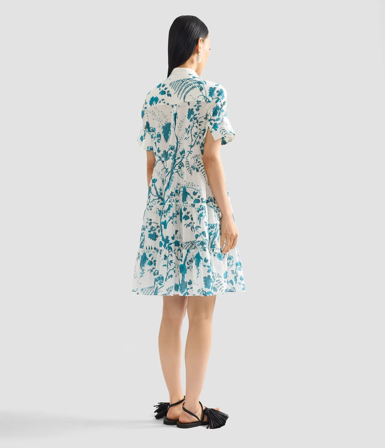 Erdem Botanical Print mini abito camicia lino