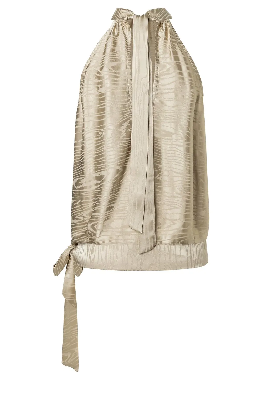Ana Alcazar Zarly top satin oro scollo halterneck