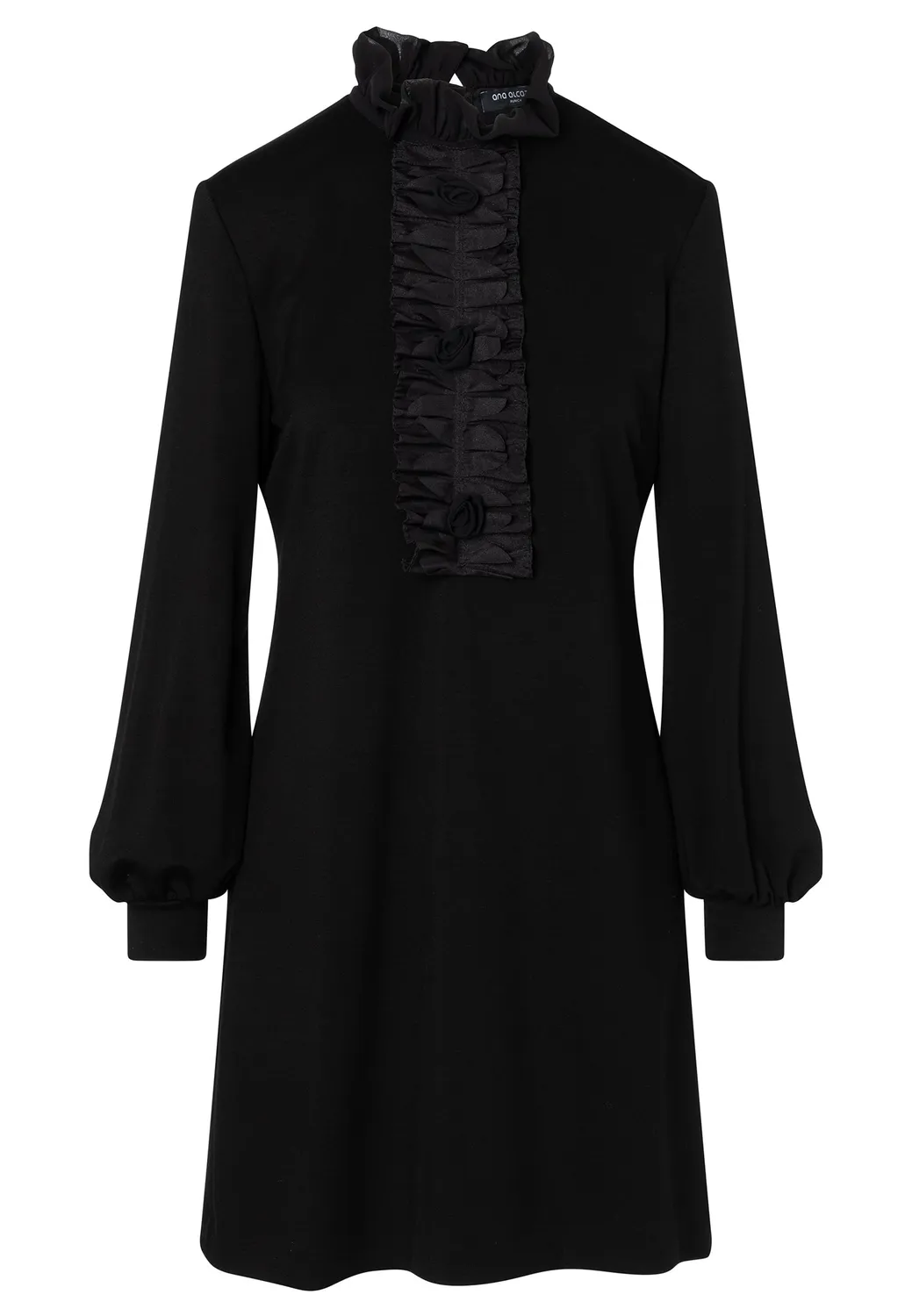 Ana Alcazar Elibelle abito jersey nero volant jabot