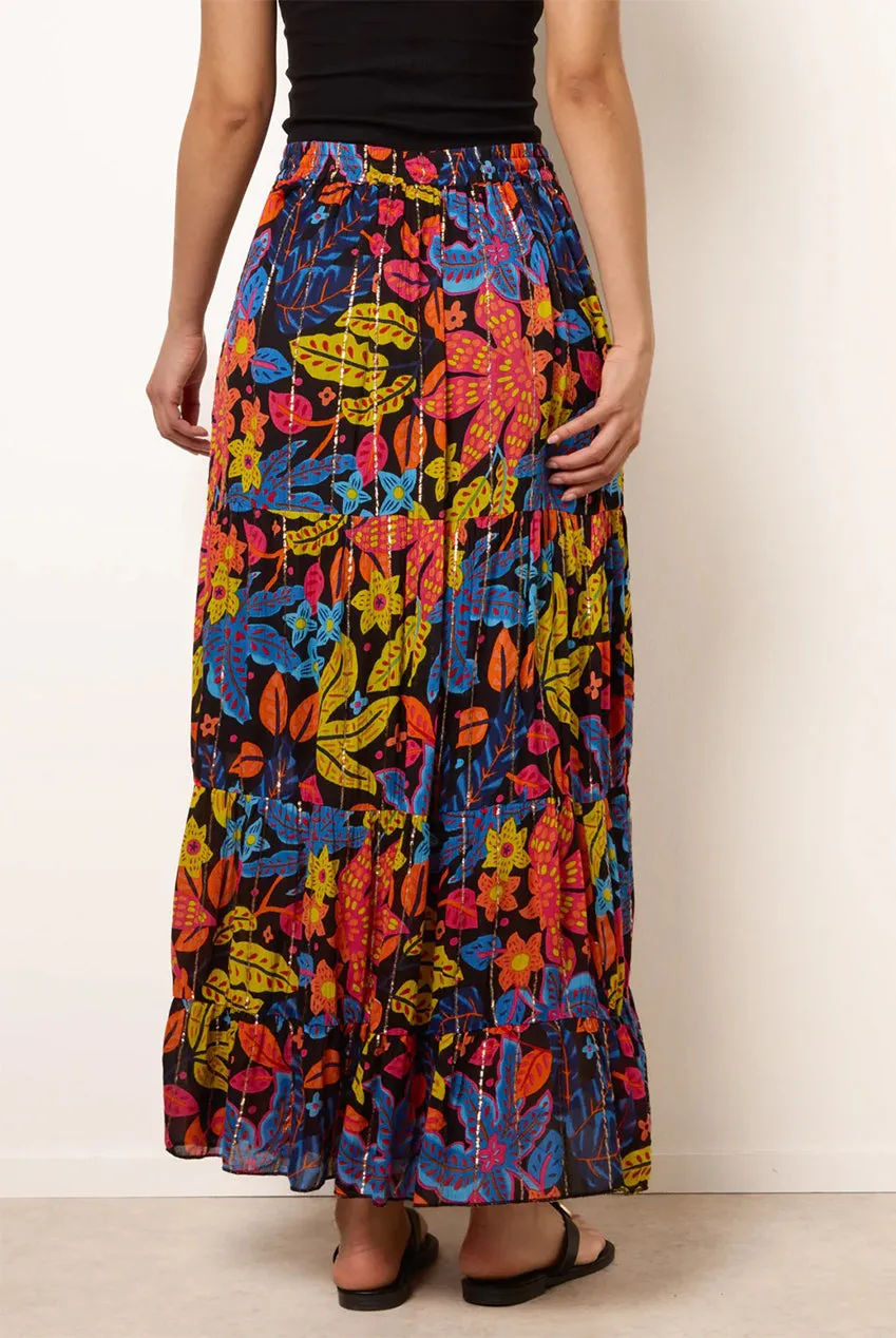 Blue Vanilla Gonna Maxi Nera Viscos con Fodera S/M