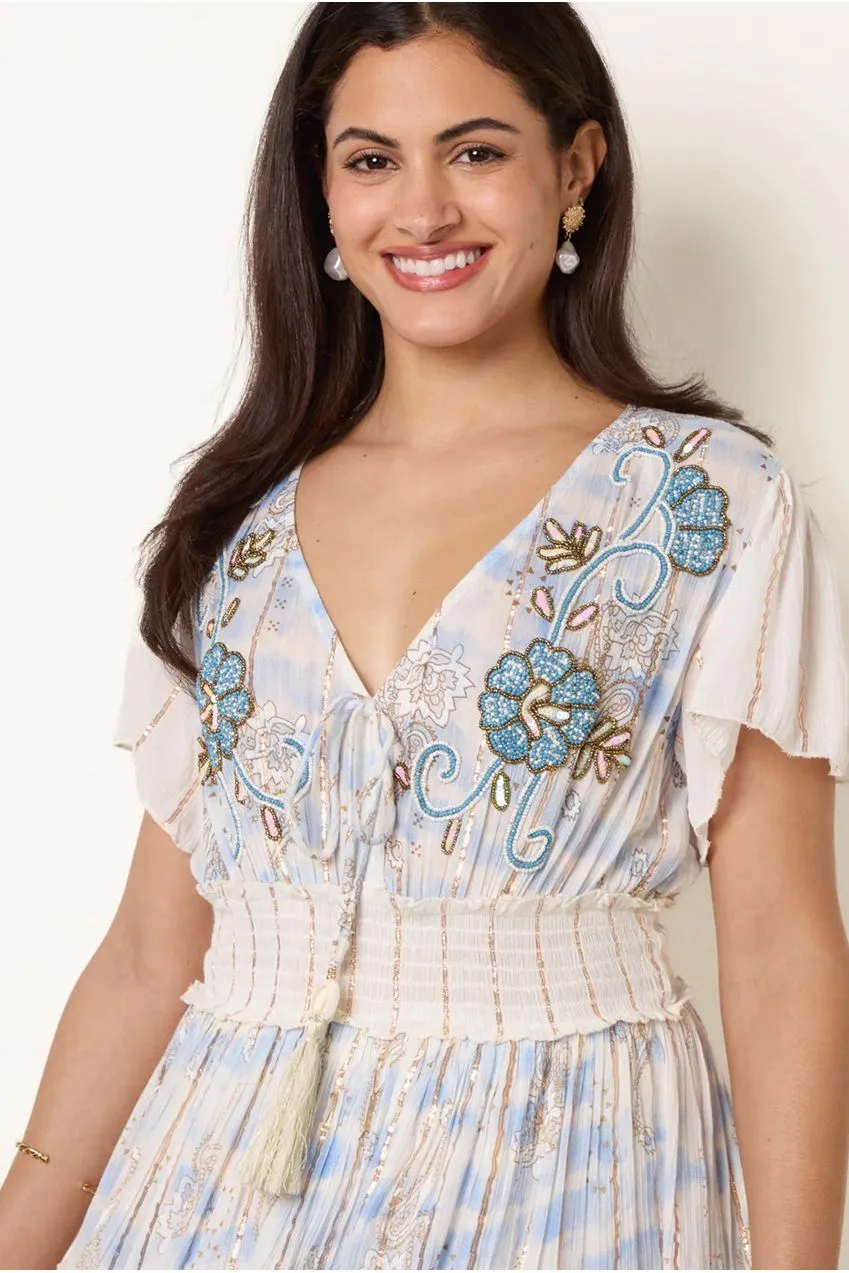 Goddiva Blue Vanilla abito mini blu S/M metallizzato