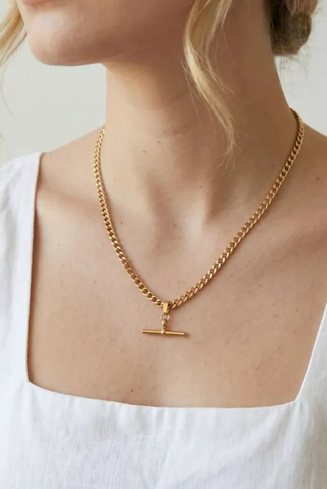 Uchi & Soto Kin Gold T-Bar collana oro catena groumette