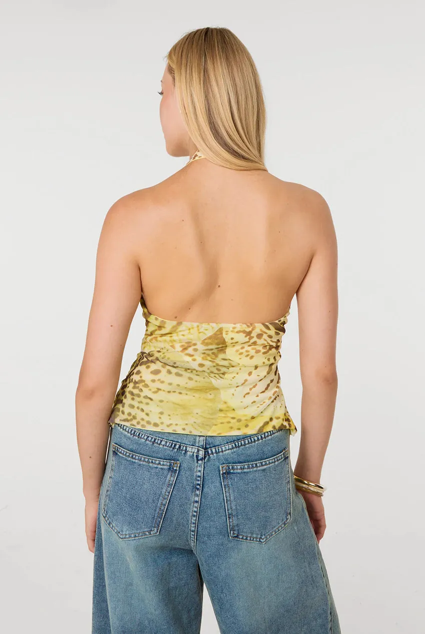 Pink Vanilla Lace Trim top halter pizzo multicolor