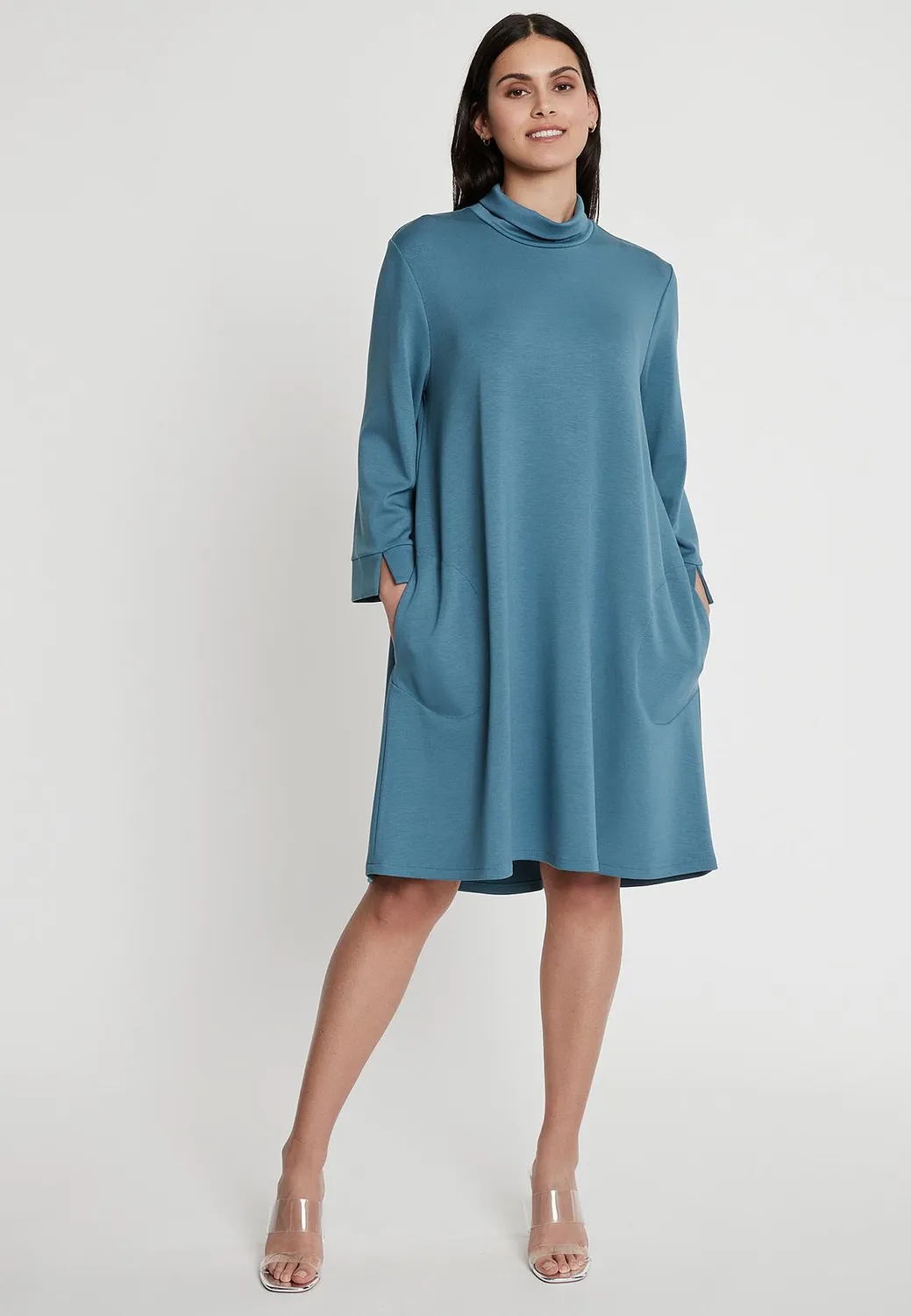 Ana Alcazar Inkli abito dolcevita azzurro tasche