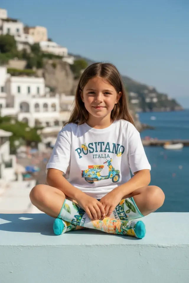 Antica Sartoria FW041 calzini bambina turchesi fantasia