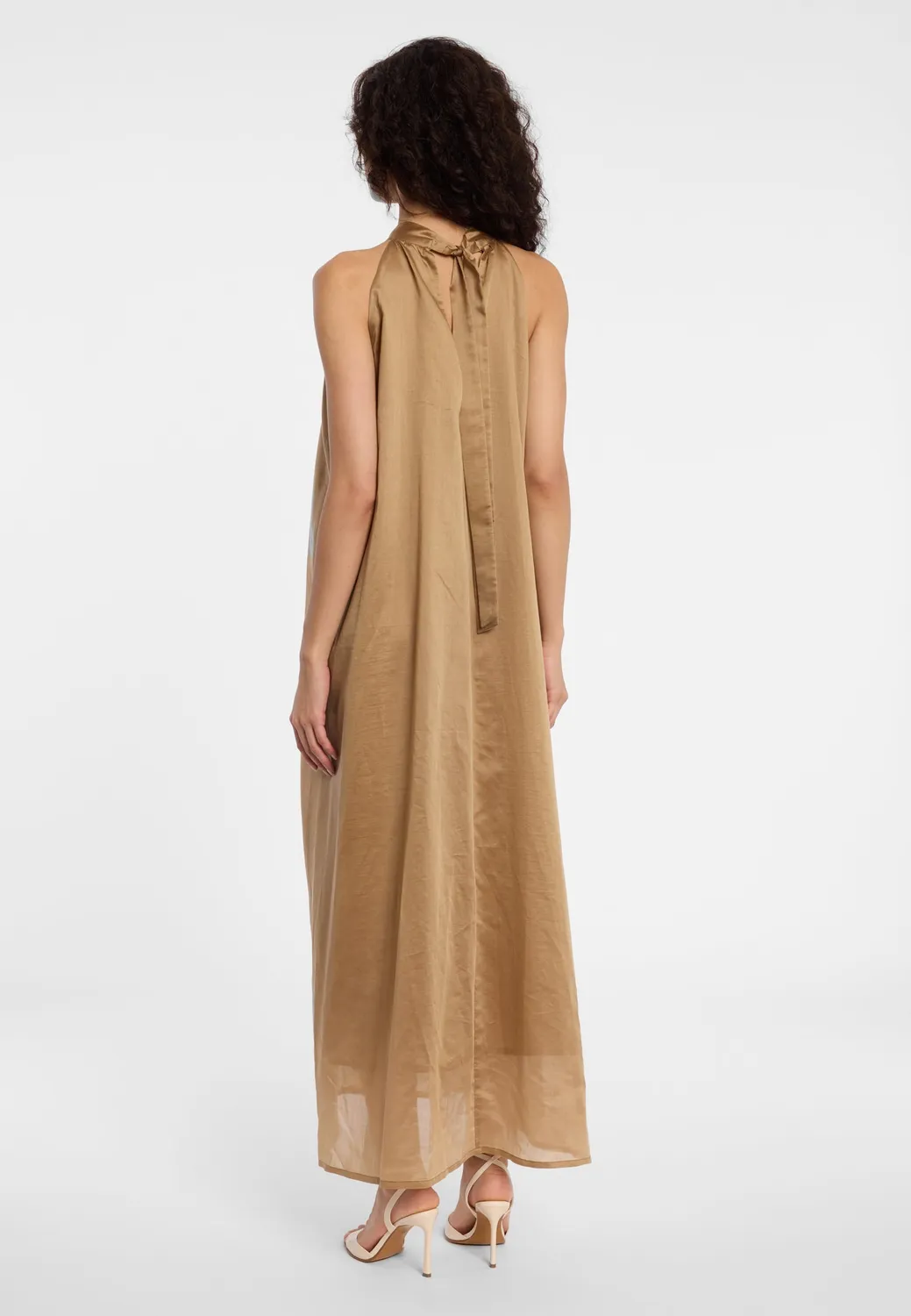 Ana Alcazar Dayla abito lungo halterneck marrone