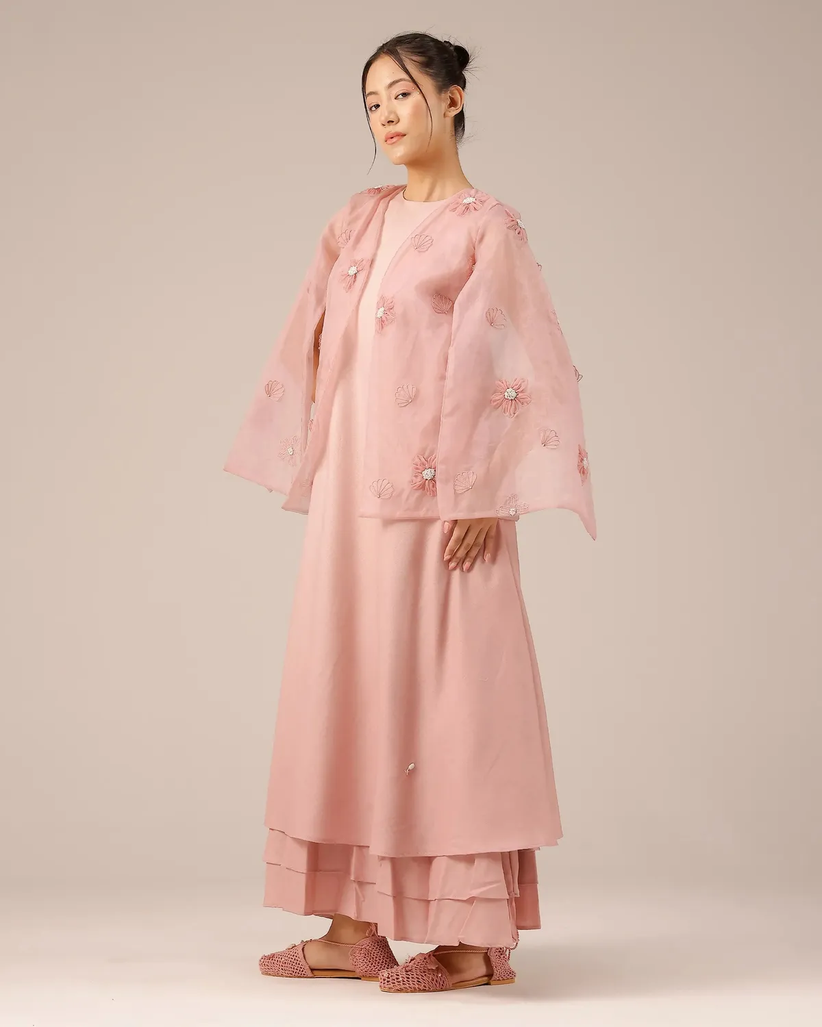 Our Dve Wave Kiss giacca rosa organza fiori