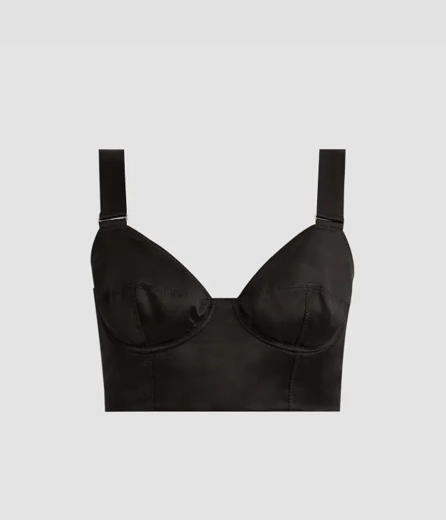 Erdem Crepe Black Satin Bralet bralette raso nero cuore