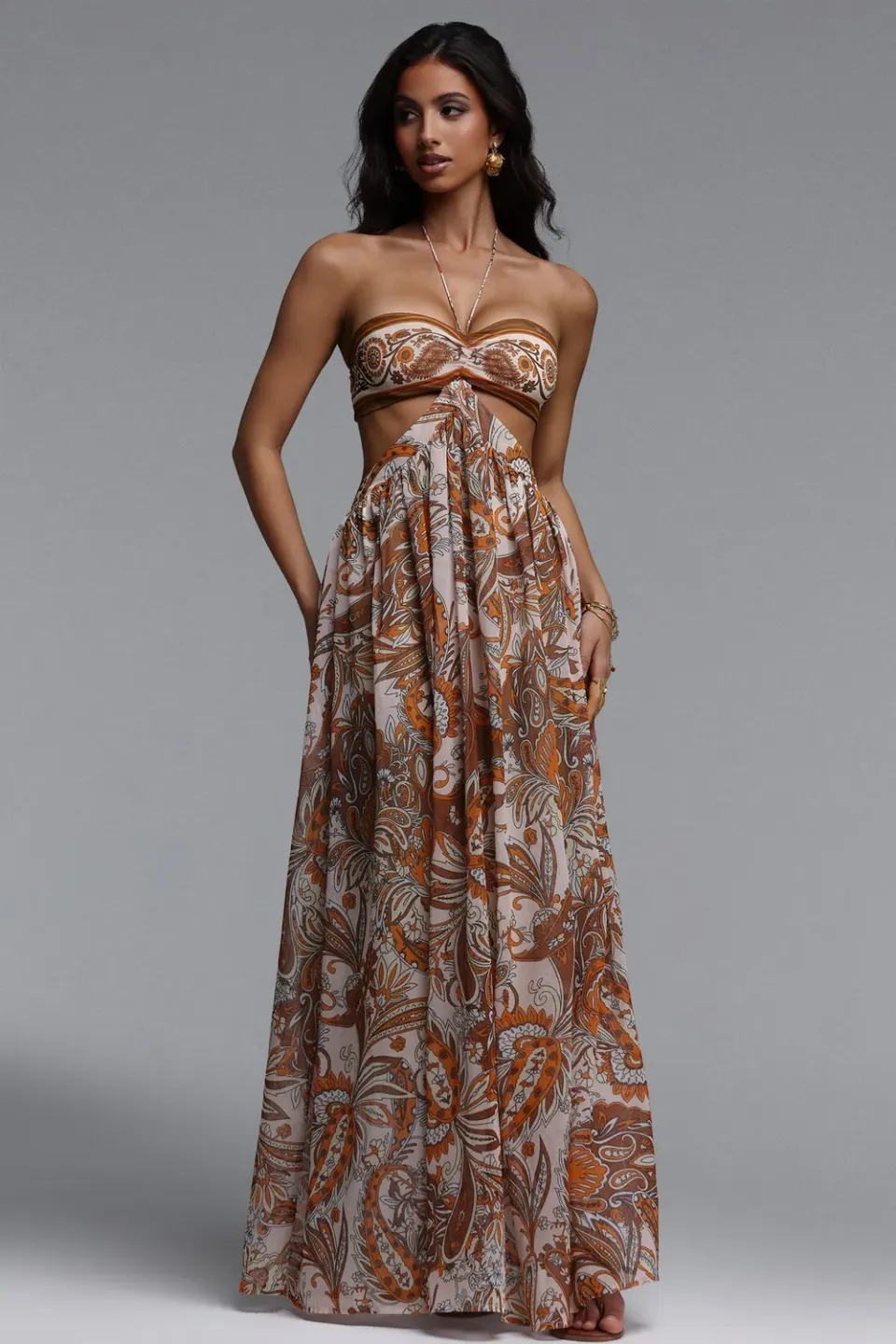 Bella Barnett Polasa abito maxi floreale chiffon senza maniche