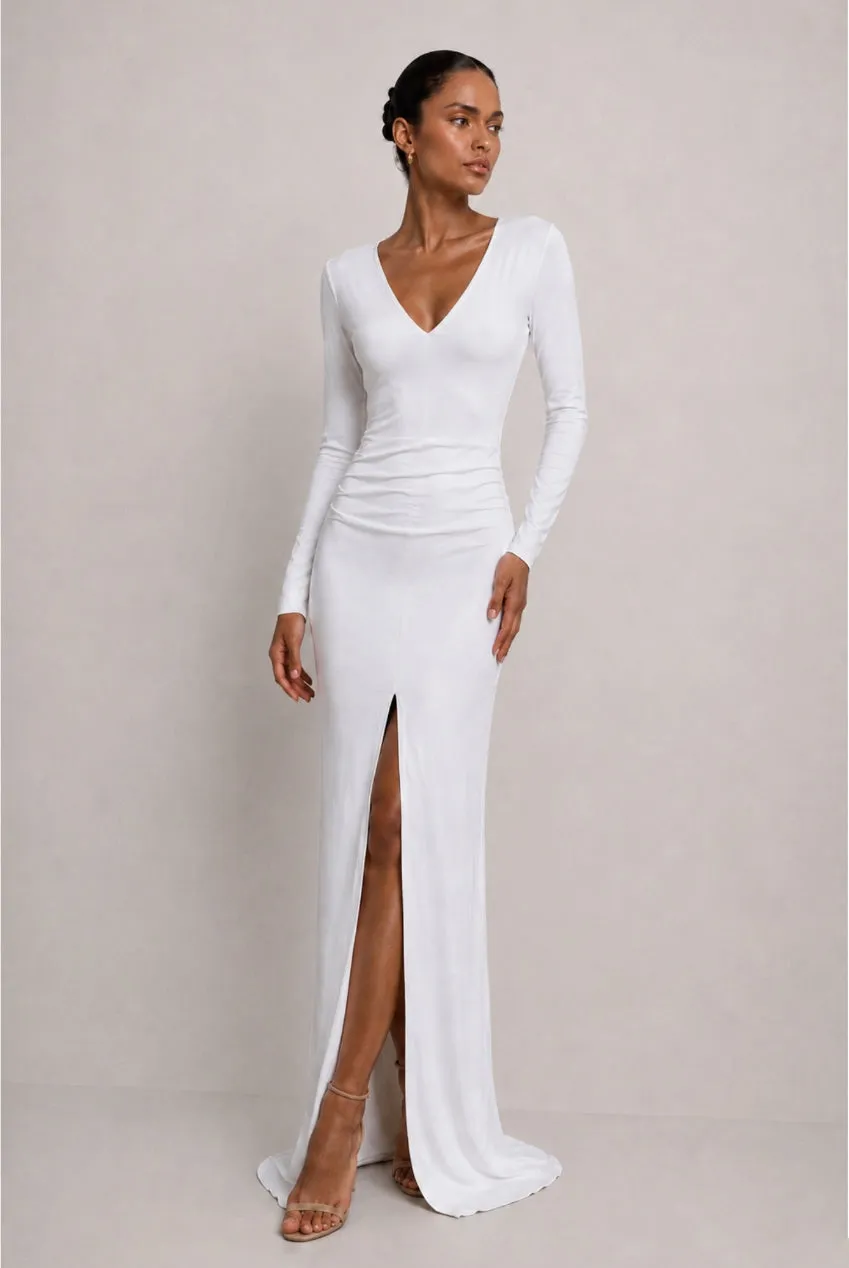 Honor Gold Jessica Abito Lungo Bianco Spacco Jersey