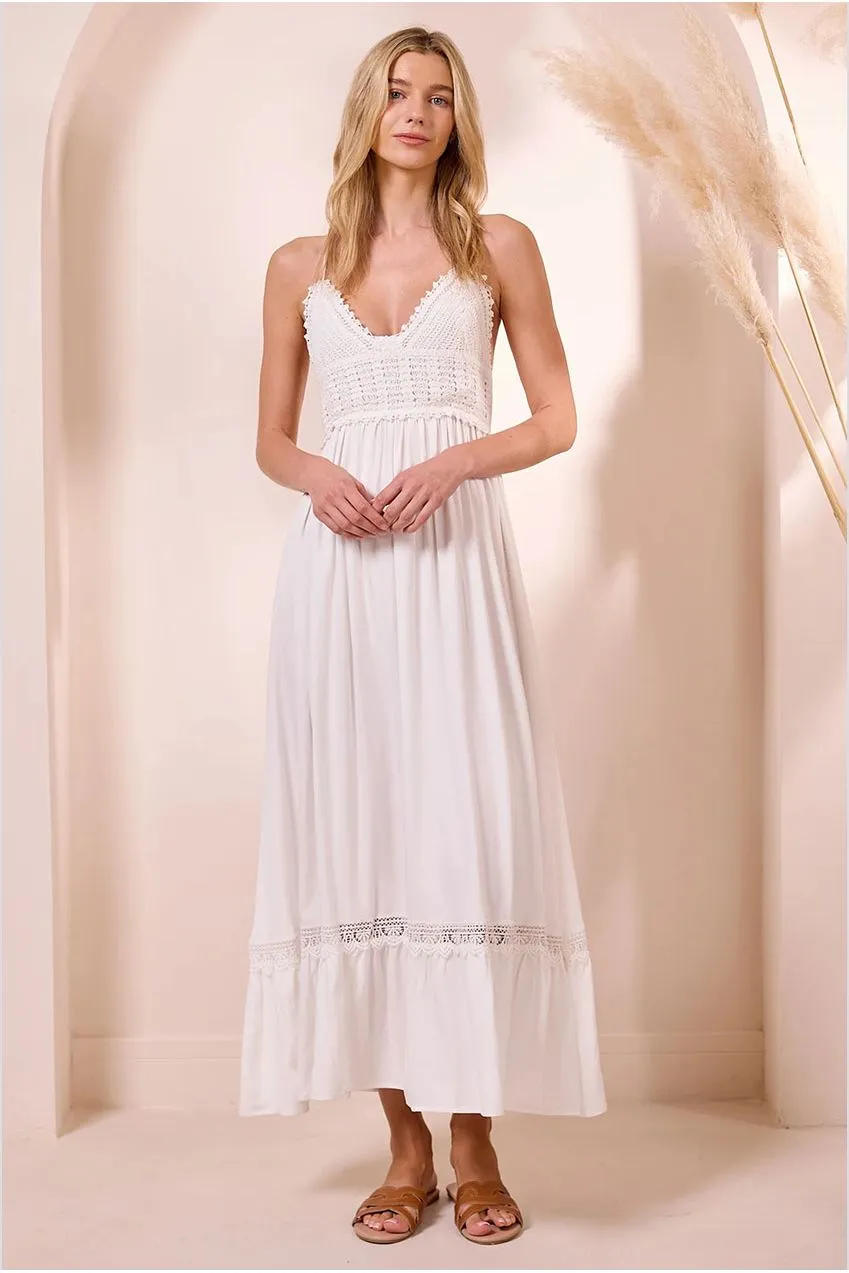 Angeleye Cami Crochet abito bianco maxi