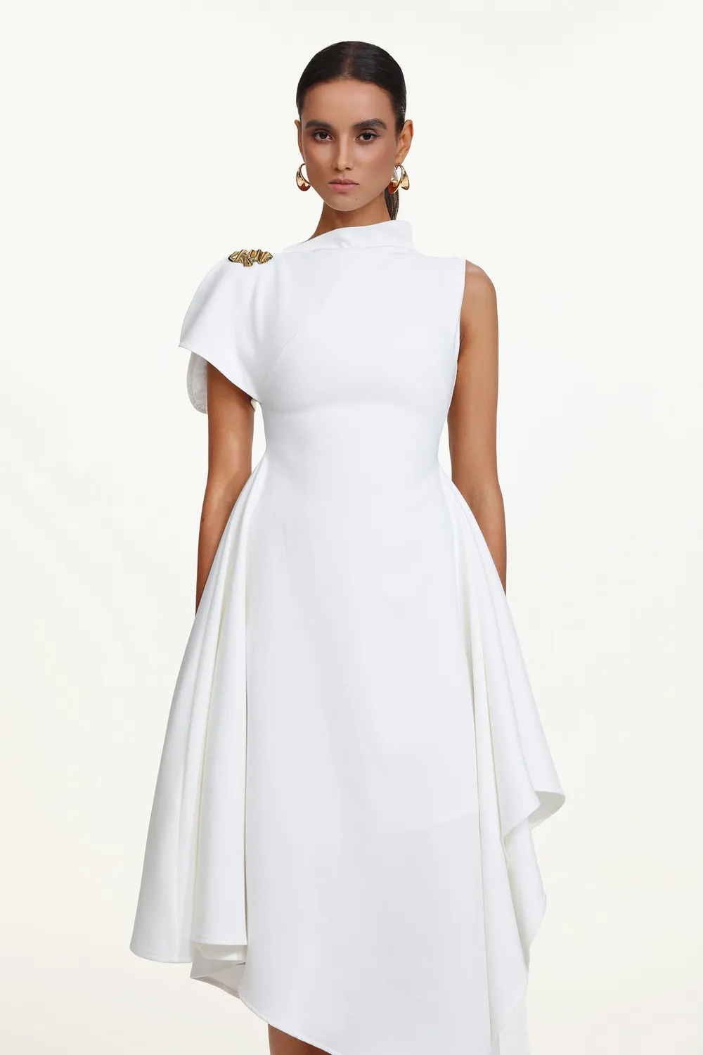 Bella Barnett Weren abito maxi bianco monospalla