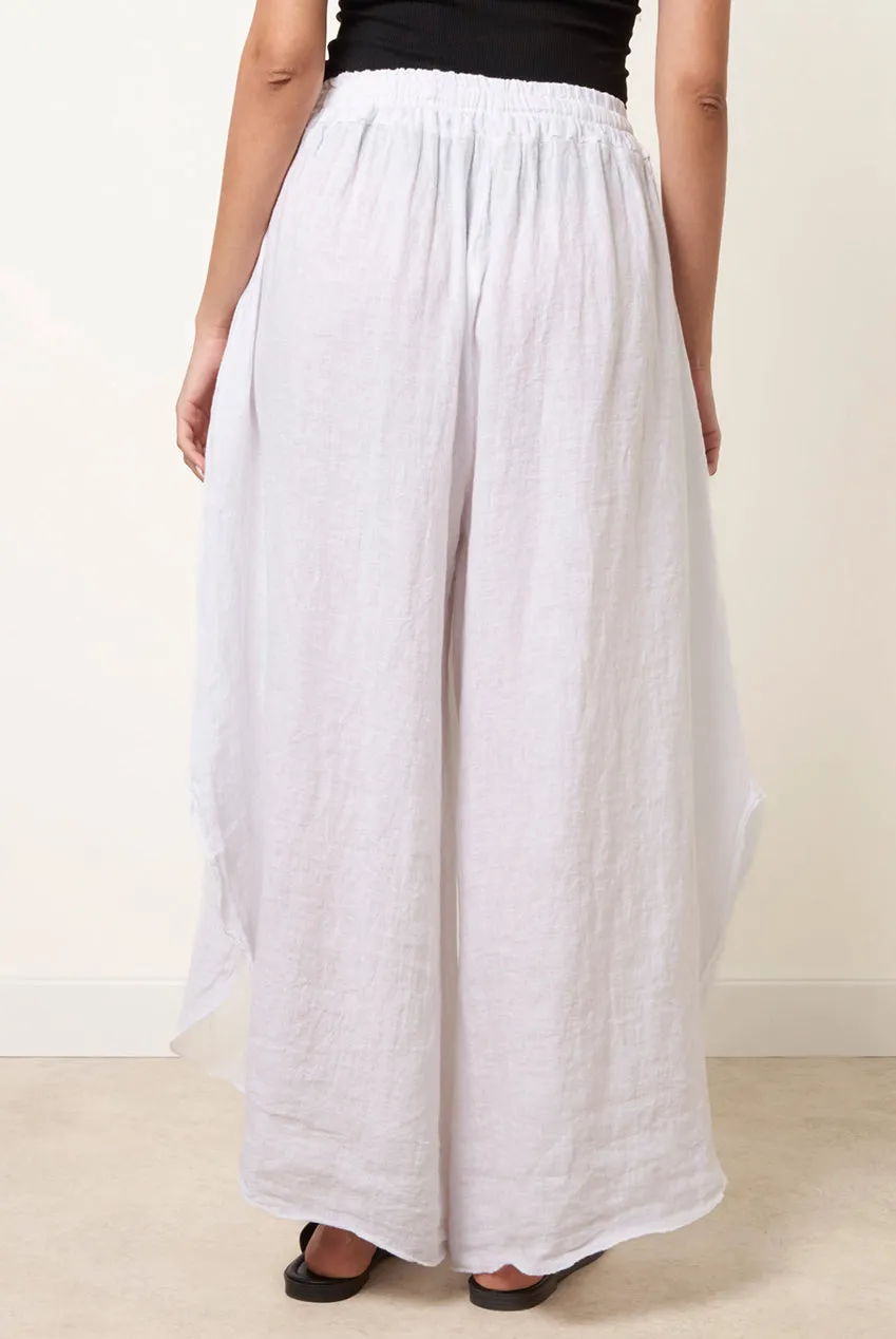Blue Vanilla Extreme Wide Leg pantaloni lino bianchi
