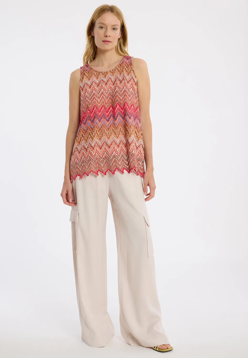 Ana Alcazar Zecila top smanicato a righe rosso