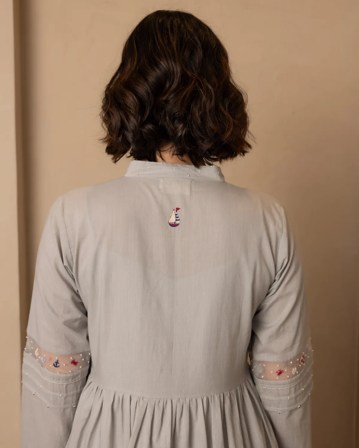 Our Dve Nautica Caribbean Dress abito grigio rosso cotone