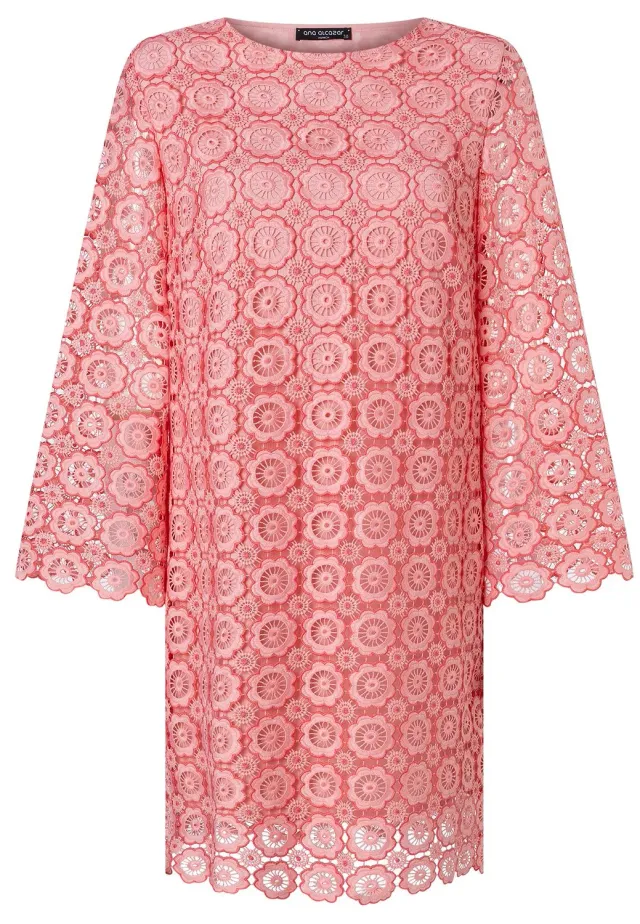 Ana Alcazar Zahia abito pizzo rosa corallo