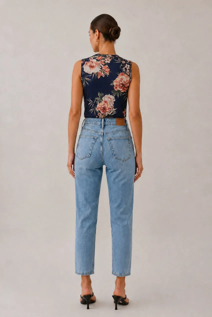 Honor Gold Jay body smanicato navy S/M floreale
