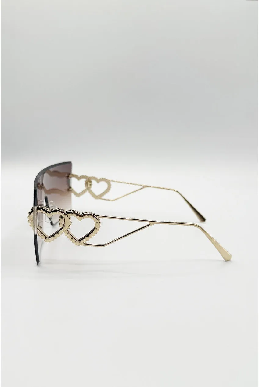 SVNX Flatop Rimless Heart occhiali sole marroni
