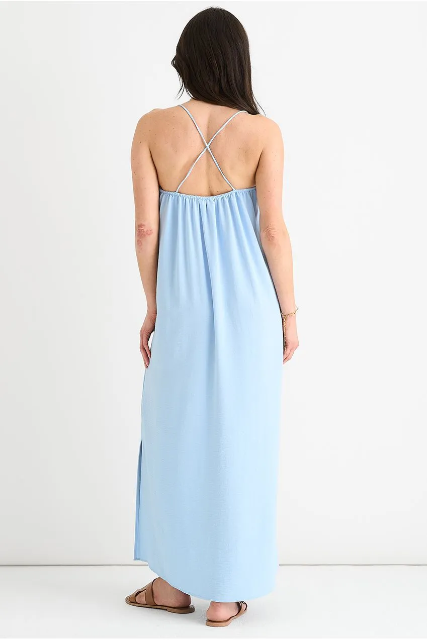 Gini London Cross Back abito maxi blu oversize