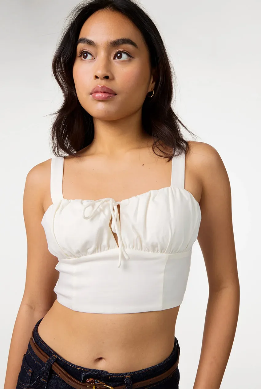 Pink Vanilla Top Crop Avorio Laccio Scollo Sweetheart