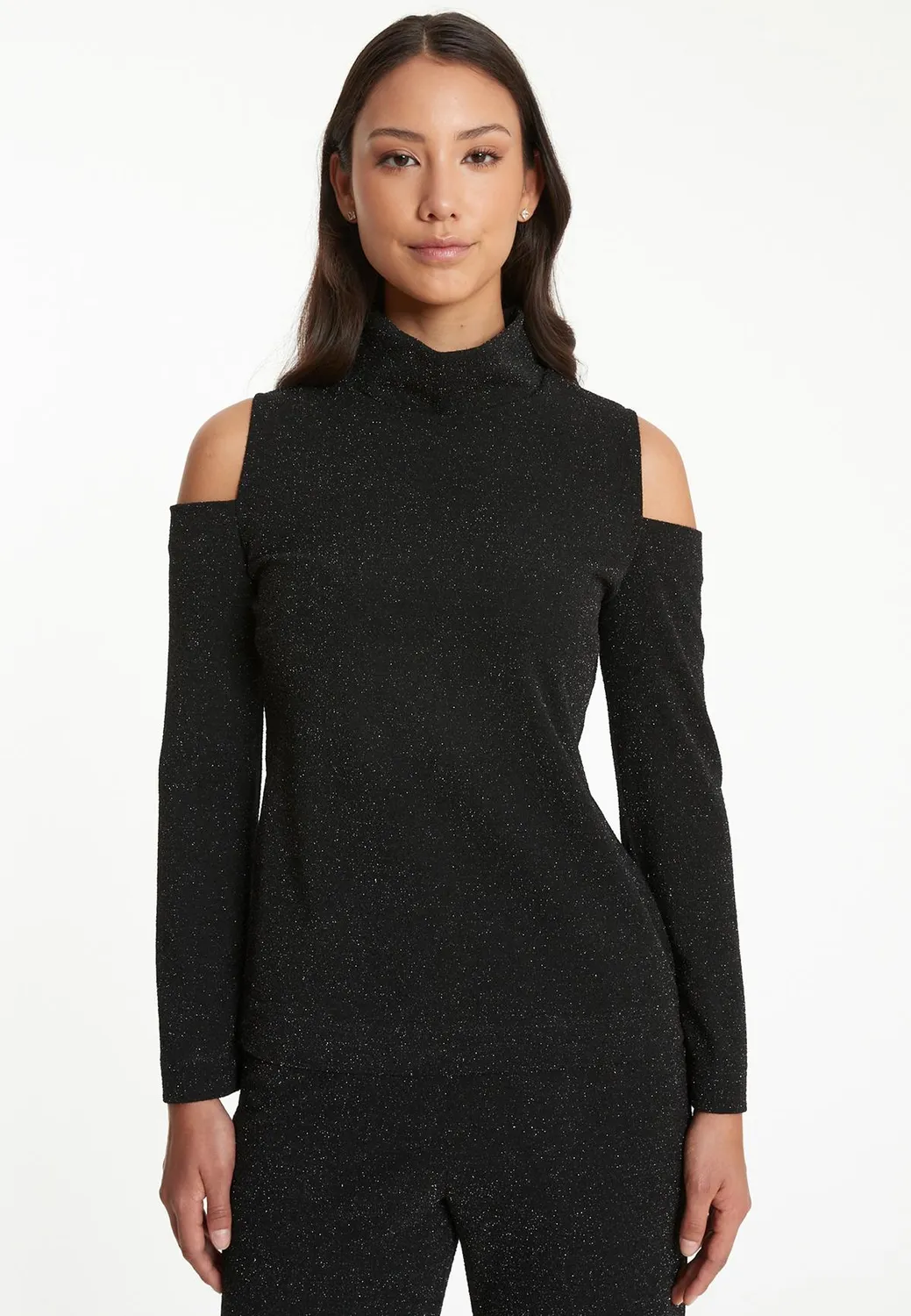 Ana Alcazar Tarosa top lurex nero cut-out