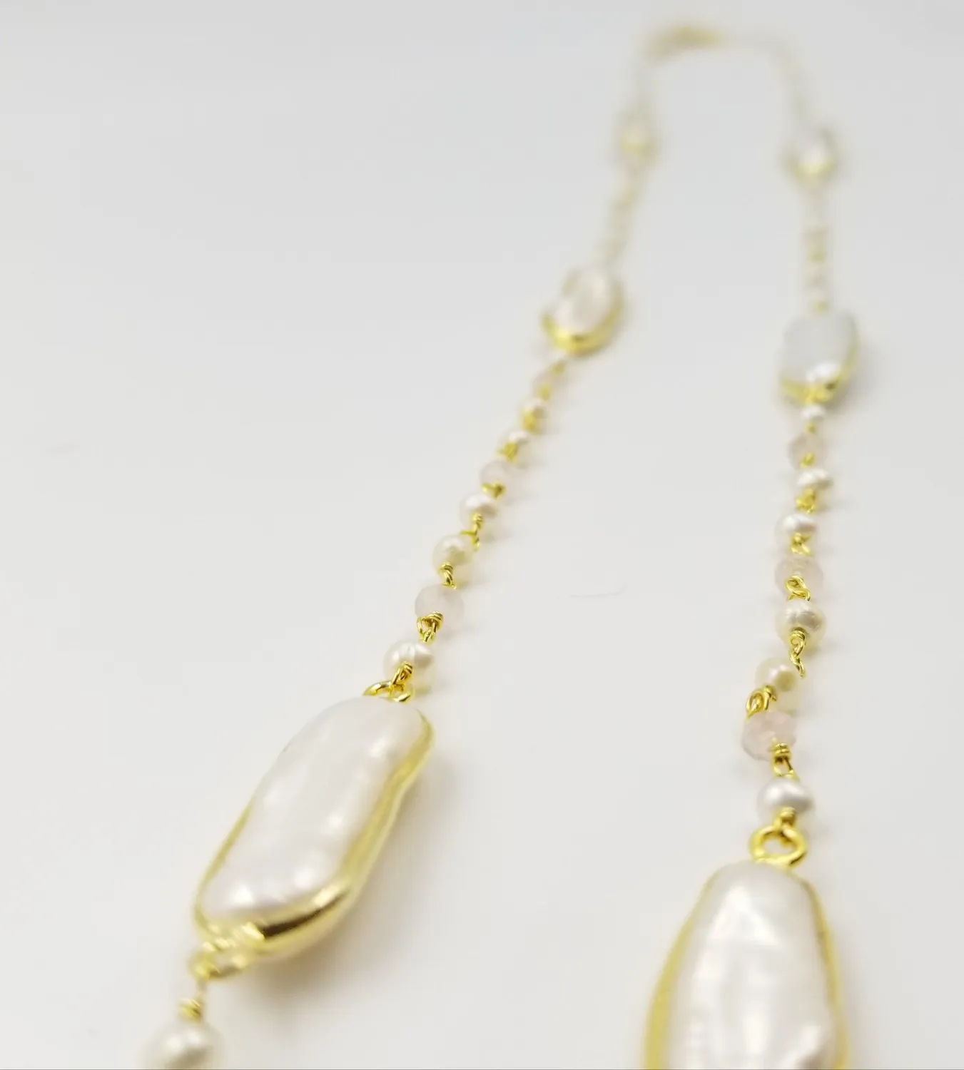 Our Dve Long Pearl Rose Quartz collana quarzo rosa