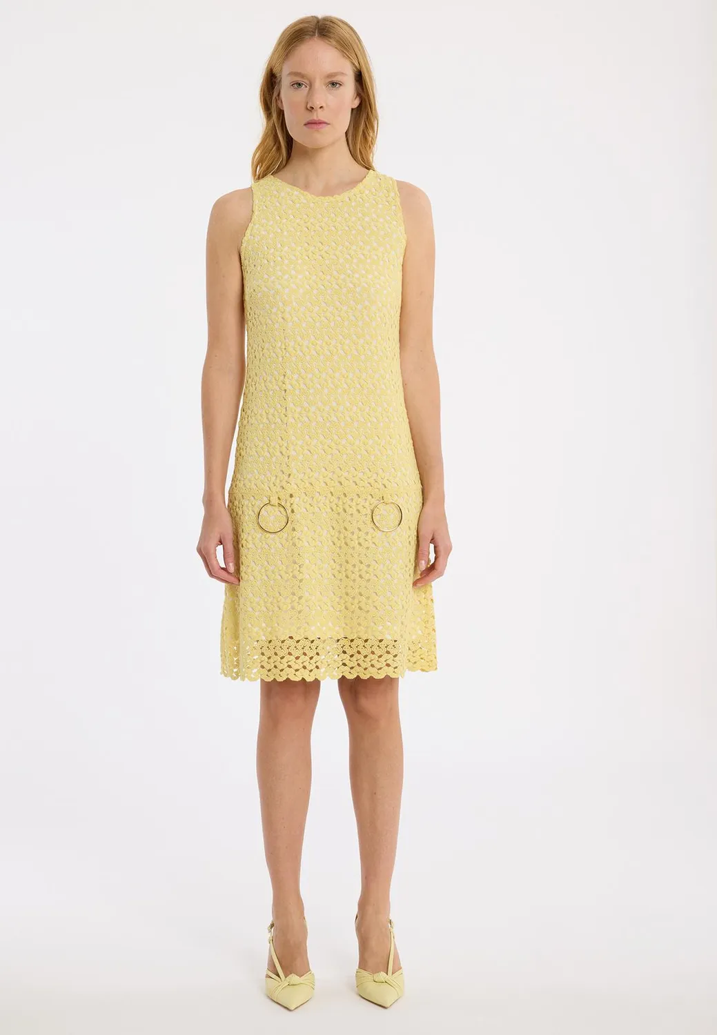 Ana Alcazar Lane Abito Corto Giallo Vaniglia in Maglia