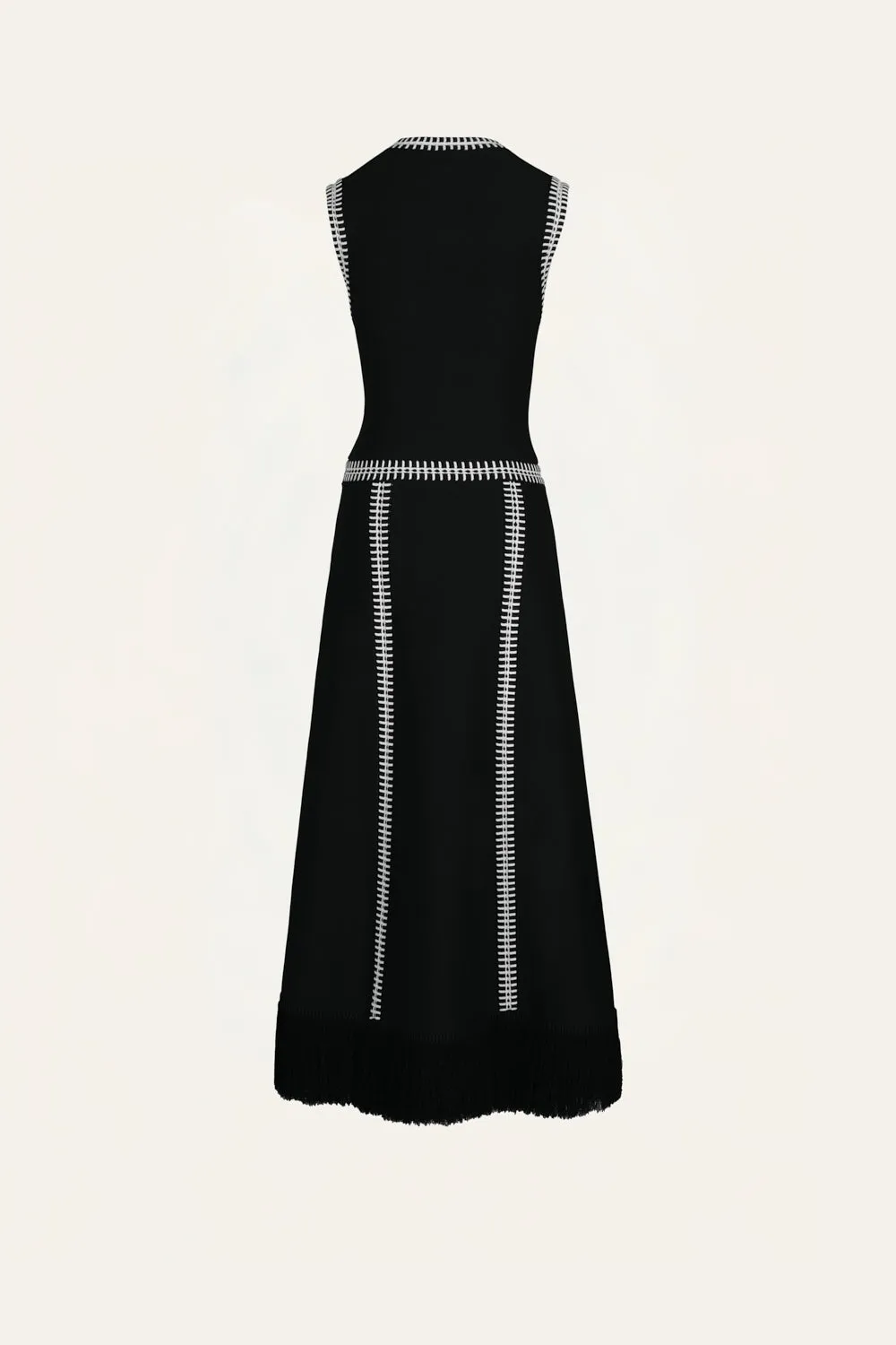 Johanna Ortiz Holiday abito midi nero maglia frange