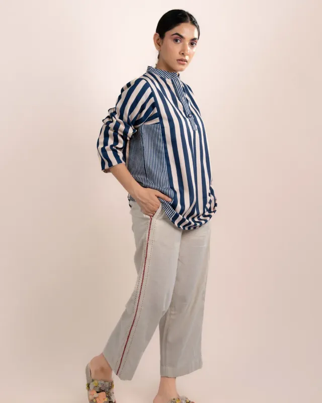 Our Dve Zuri camicia blu righe spesse modal 29 pollici