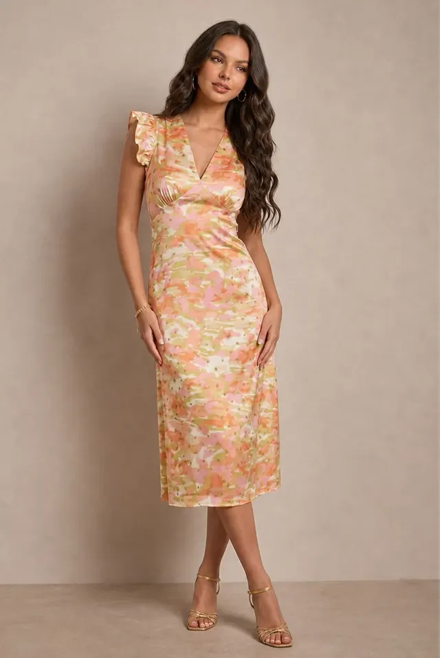Chi Chi London Abstract Foil Spot abito midi multi satin foil