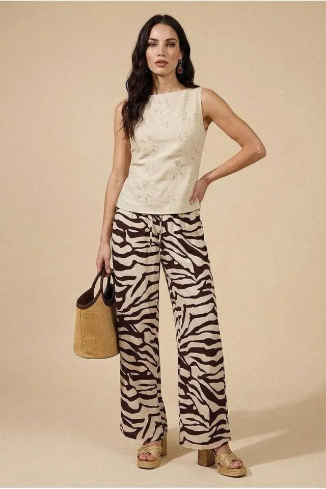 Urban Bliss Zebra Pantalone Marrone Fantasia