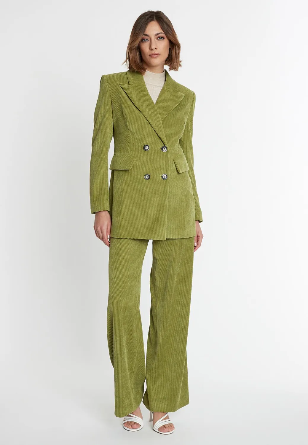 Ana Alcazar Sasa blazer lungo velluto lime