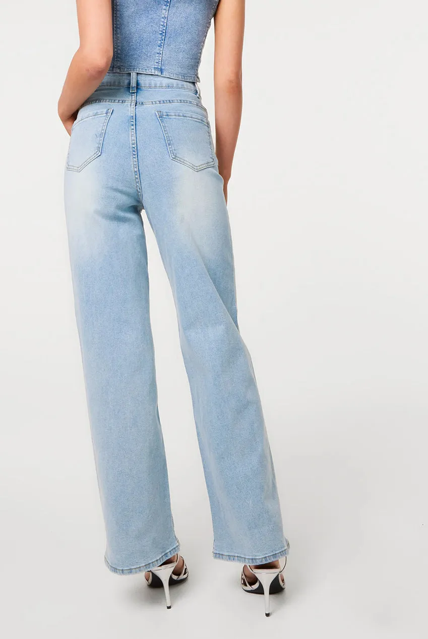 Pink Vanilla Studded Diamond jeans blu borchie